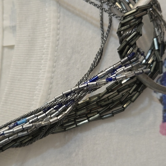 3 for $20☢️Necklace-dark blue,light blue,metallic beads,silver metallic cord - Picture 5 of 9